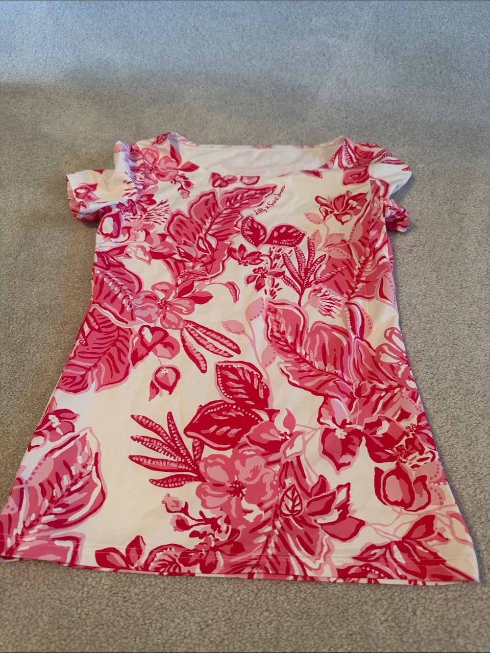 Lilly Pulitzer x Saint James Bright Pink Floral Short Sleeve Shirt